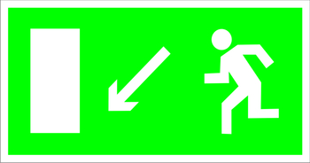 E08 направление к эвакуационному выходу налево вниз (пленка, 300х150 мм) - Знаки безопасности - Эвакуационные знаки - Магазин Охраны Труда fullBUILD
